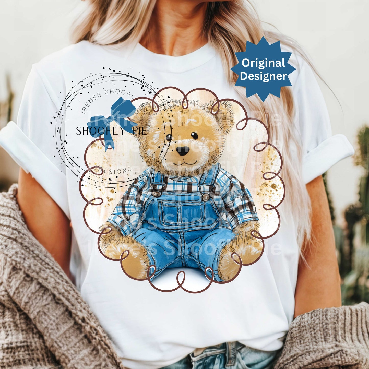 Grandma Core Thrifted Bear T-Shirt Design Png