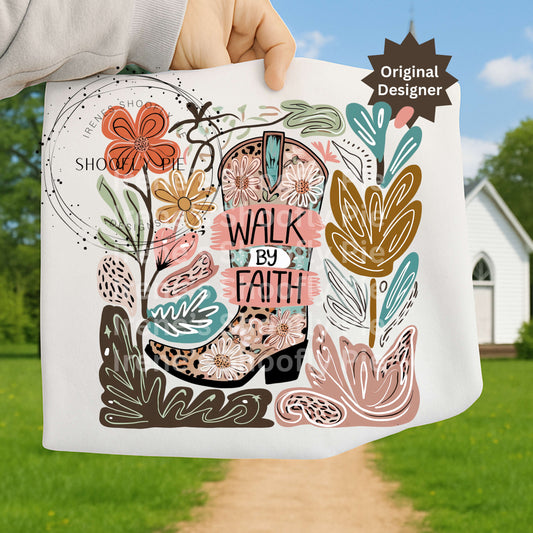 Walk By Faith PNG, Christian Sublimation Design, Bible Verse Tee PNG