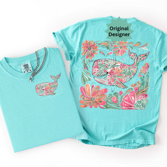 Summer Floral Whale PNG