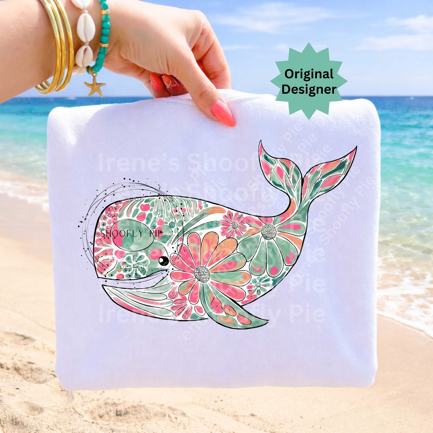 Summer Floral Whale PNG