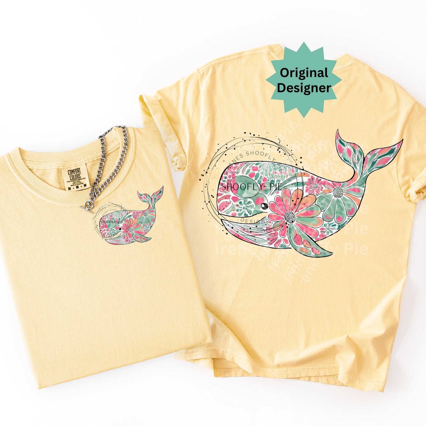 Summer Floral Whale PNG