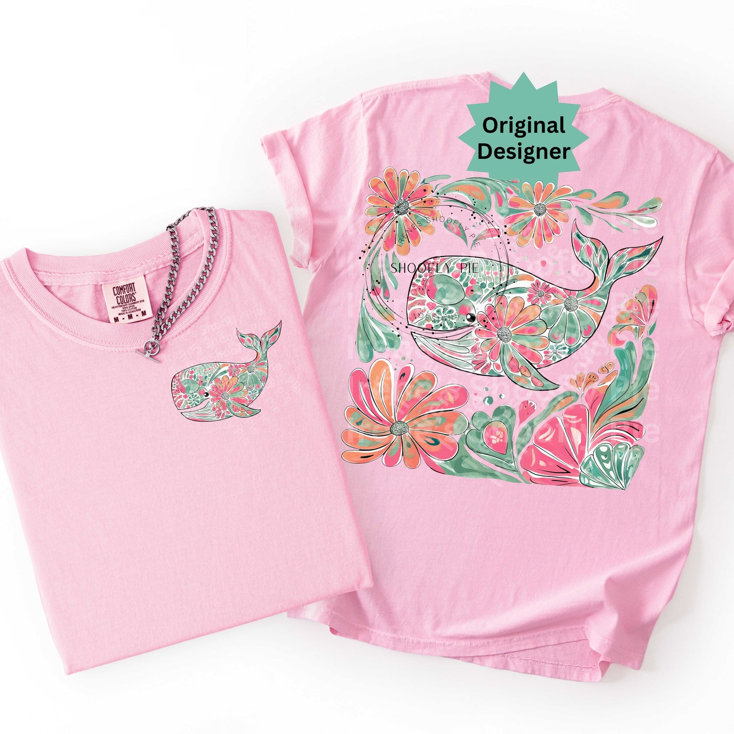 Summer Floral Whale PNG