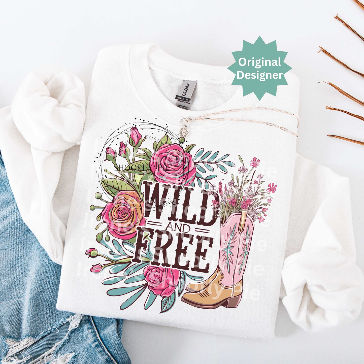 Wild and Free Floral Country PNG