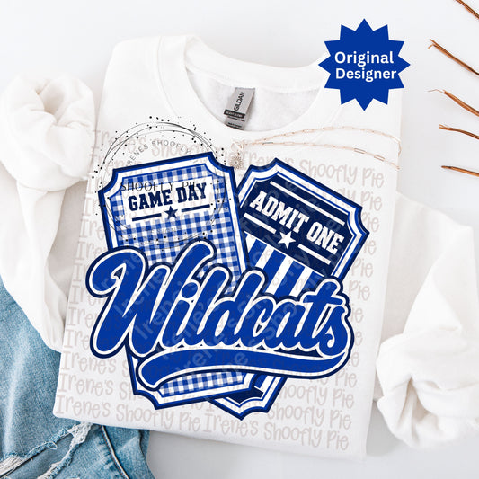 Wildcats Game Day Tickets Blue and White PNG