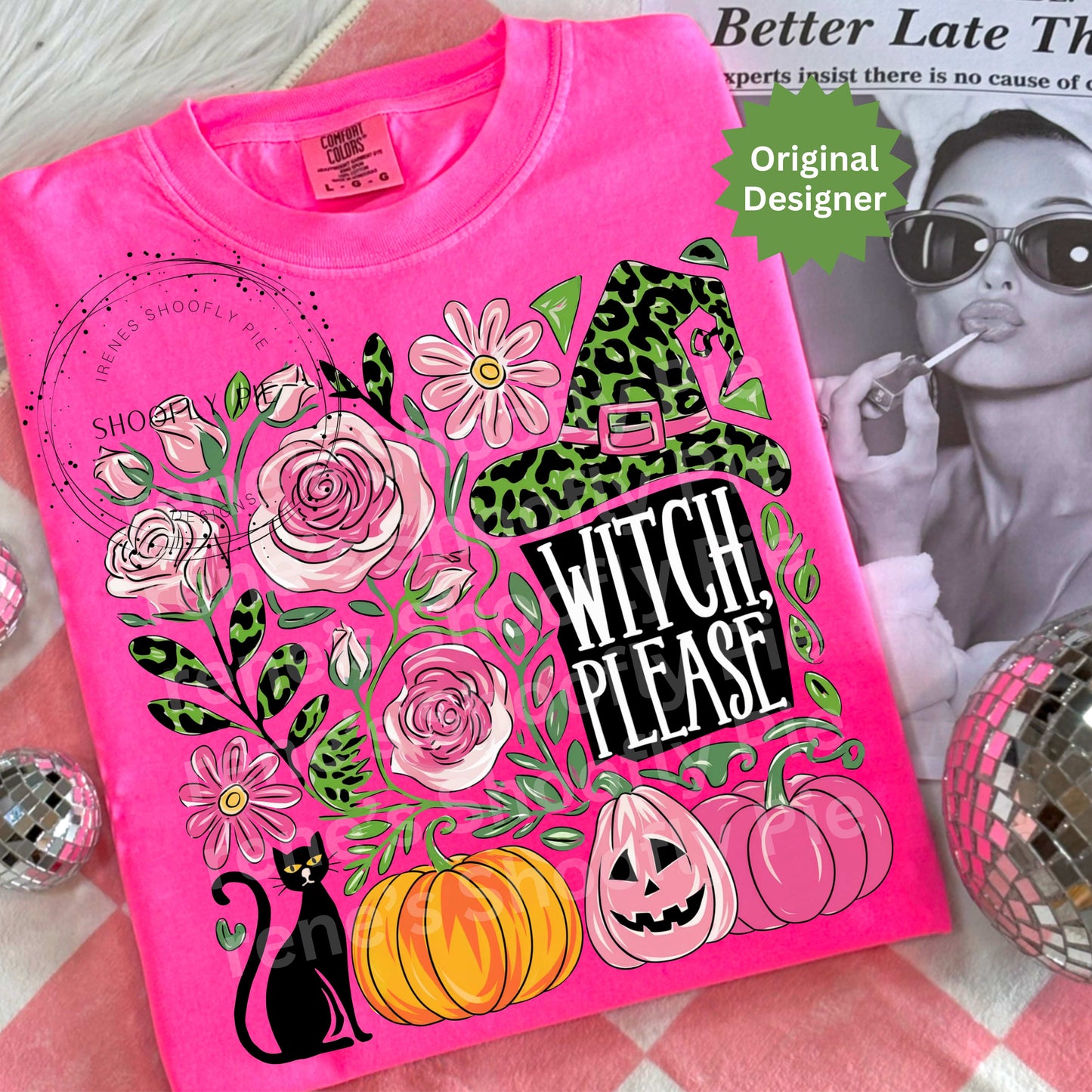 Floral Halloween Witch Please PNG