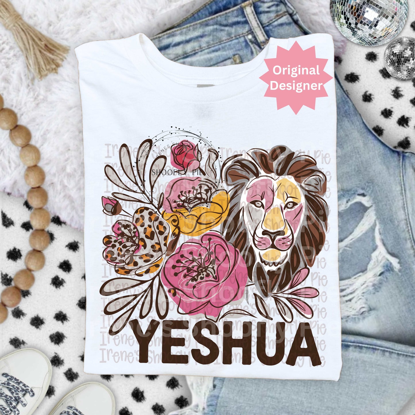 Christian Floral Yeshua Lion PNG