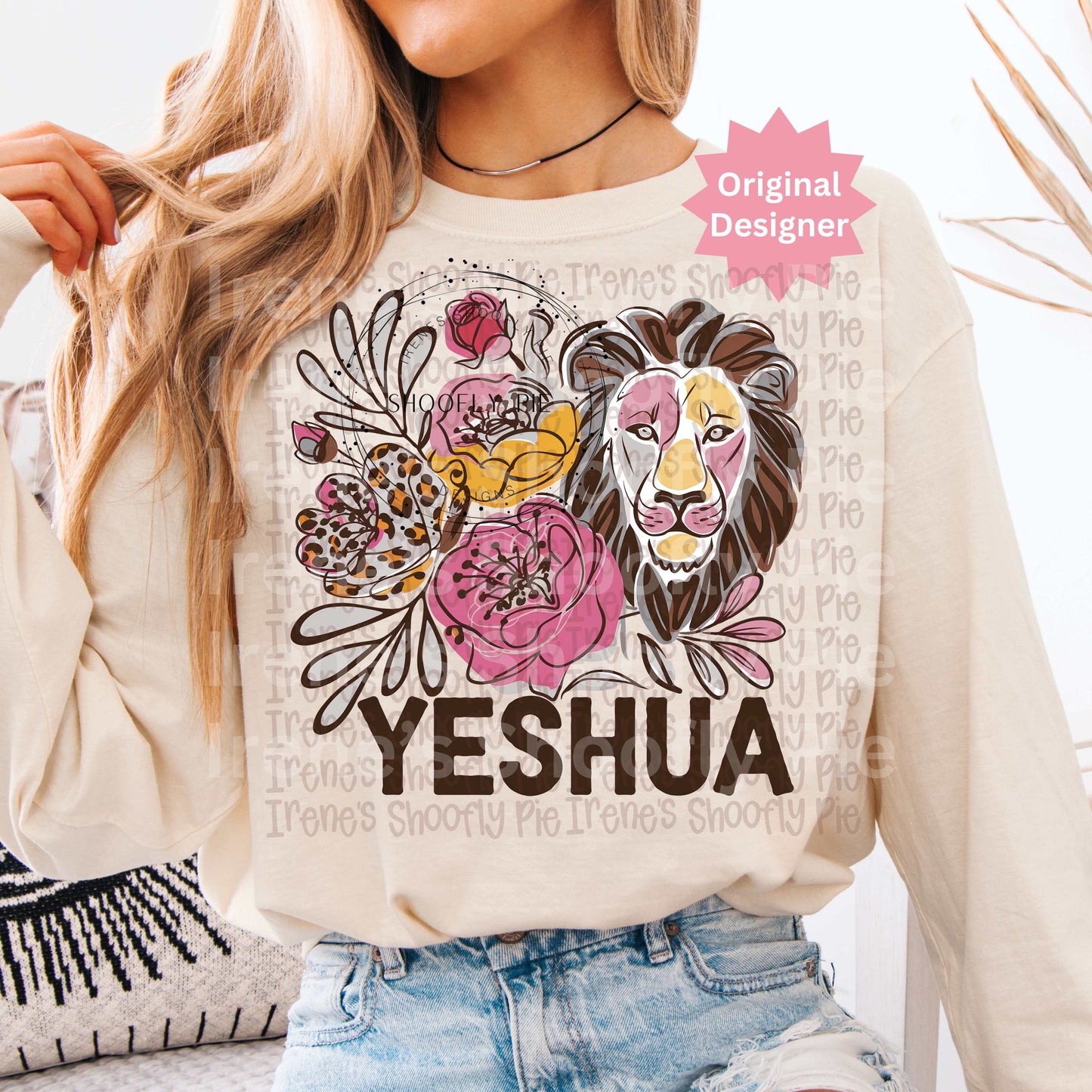 Christian Floral Yeshua Lion PNG