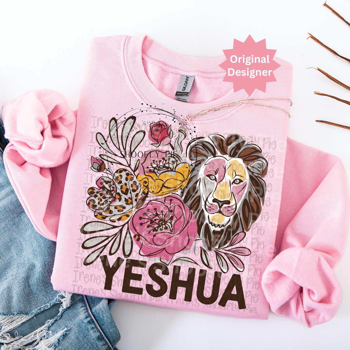 Christian Floral Yeshua Lion PNG